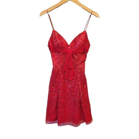 Beyond A division of Jovani Red Sequin Prom Pageant Cocktail Formal Dress 2 - Picture 1 of 16